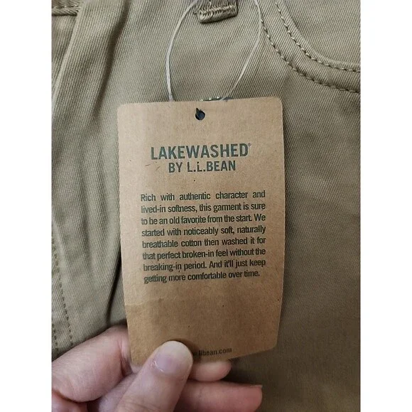 LL Bean Lakewashed Stretch Khaki Pants Men 36x30 Heritage Khaki Straight Leg NEW - Picture 5 of 9
